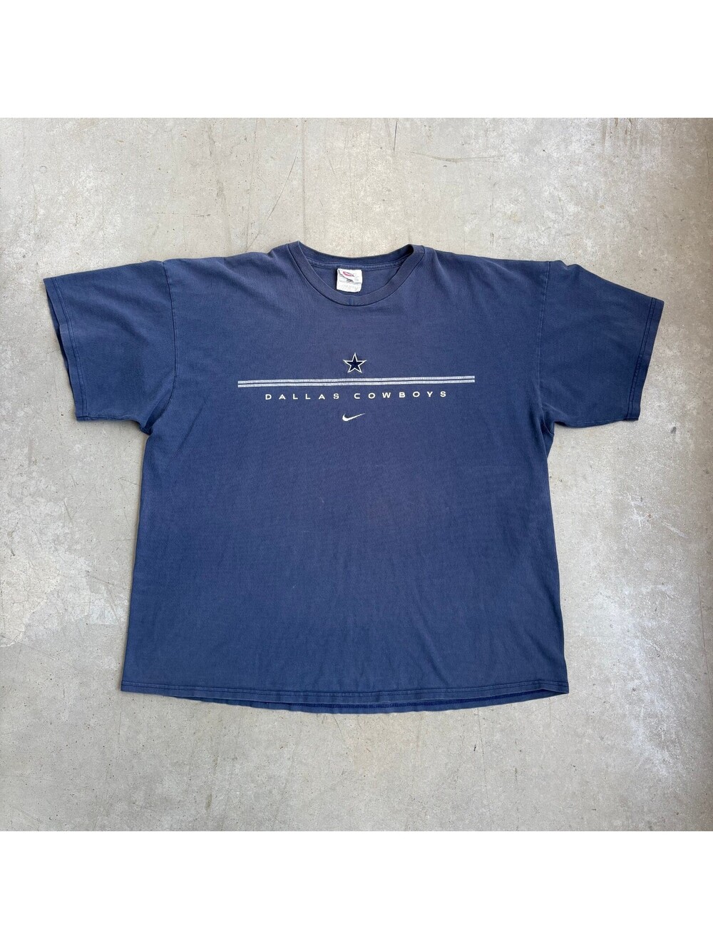 Vintage 90s Nike Dallas Cowboys Spellout Flawed T-Shirt Extra Extra Large Navy